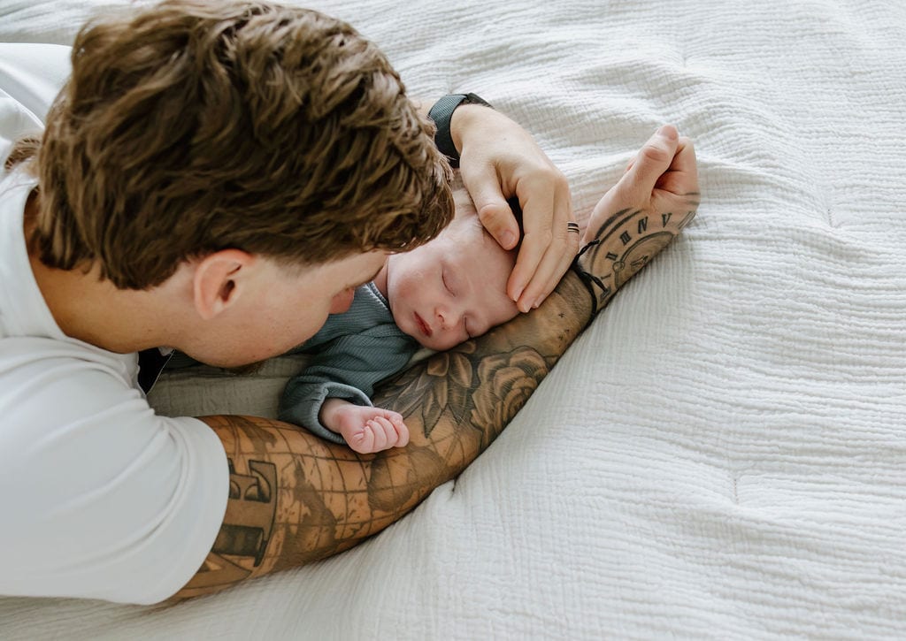 father and son newborn photos