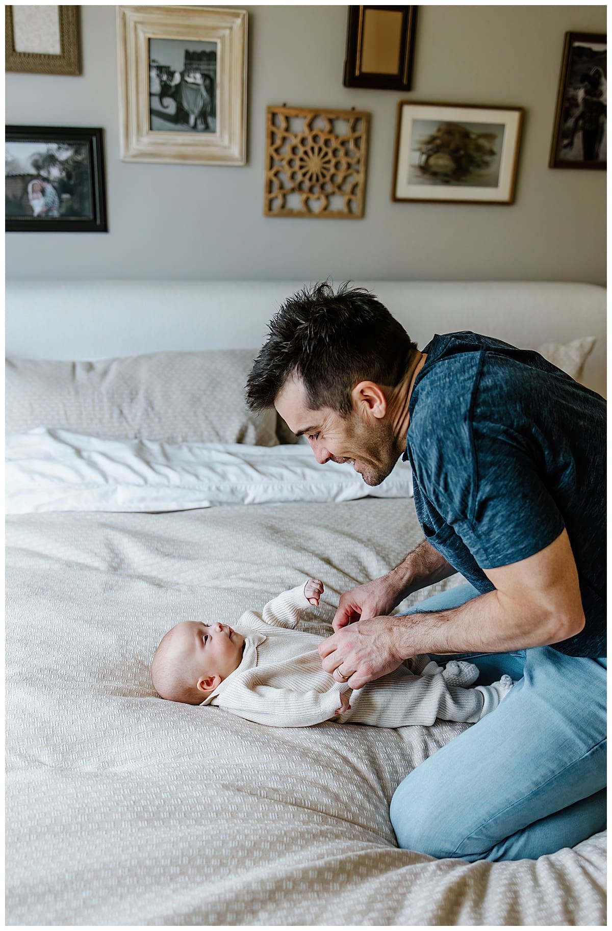 Dad tickles baby for Austin Motherhood Photographer