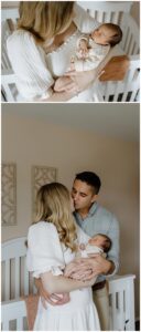 Mother and father share a kiss for Austin Newborn Photographer