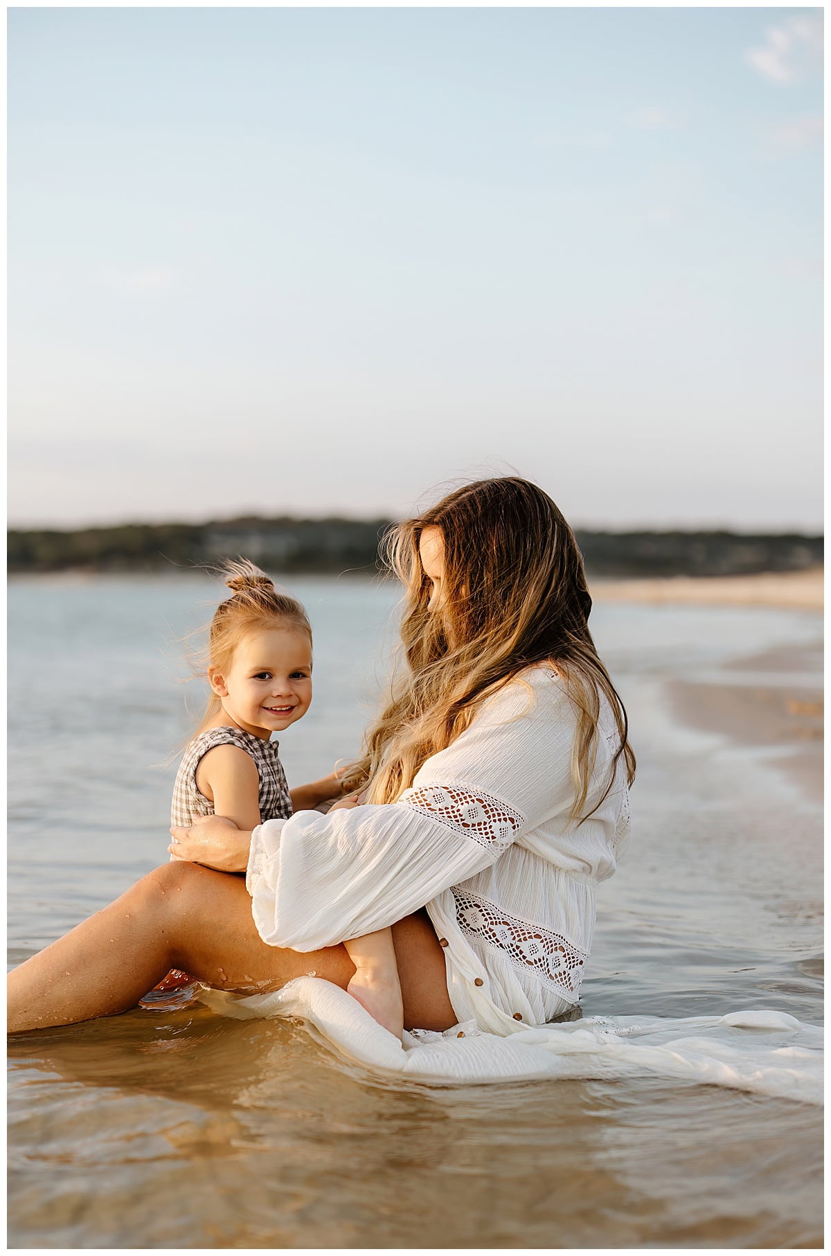 Mom and daughter sit together for Austin Motherhood Photographer