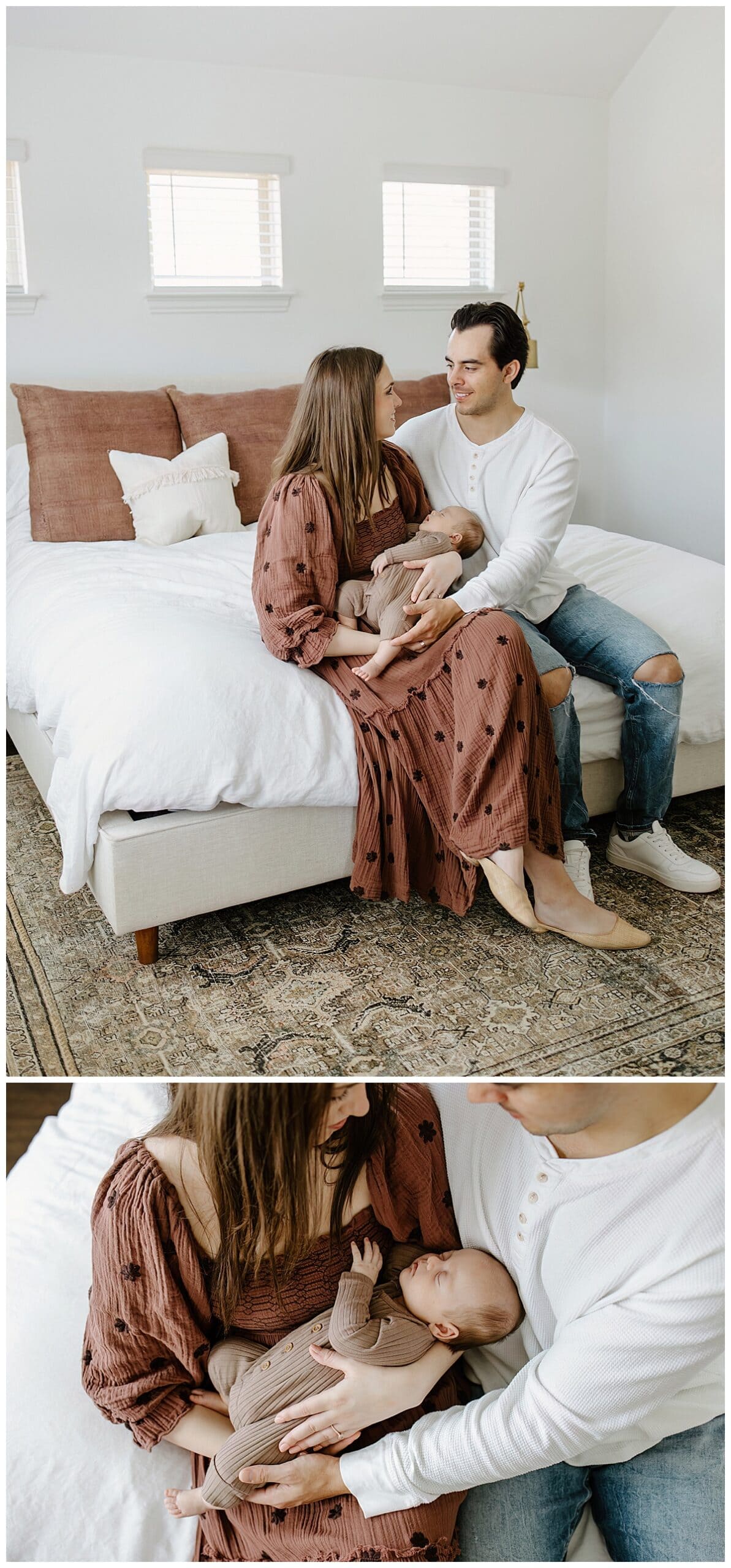 Parents hold baby close for Austin Newborn Photographer