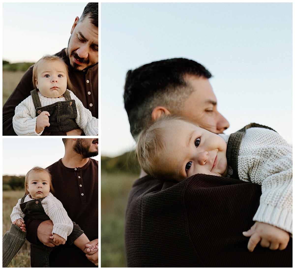 Dad holds baby close for their Sunrise Family Photos