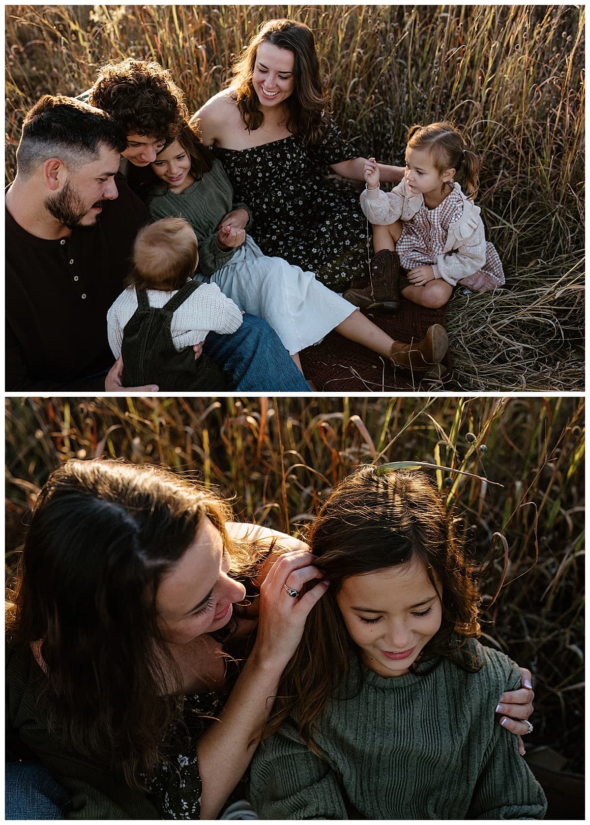 Family gather together on the floor for their Sunrise Family Photos