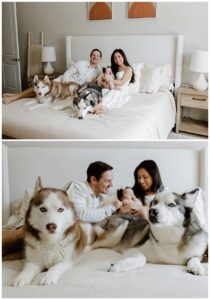 Family sits on the bed together for Our Adventuring Souls Photography