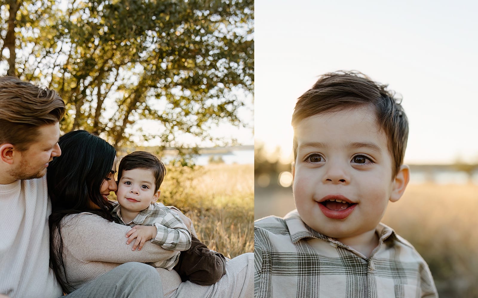 Young boy shares a big smile during Outdoor Lifestyle Maternity Session