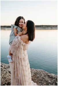 Mom and daughter share a hug for Our Adventuring Souls Photography