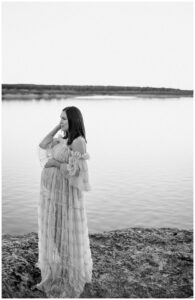 Mom holds pregnant belly Austin Motherhood Photographer