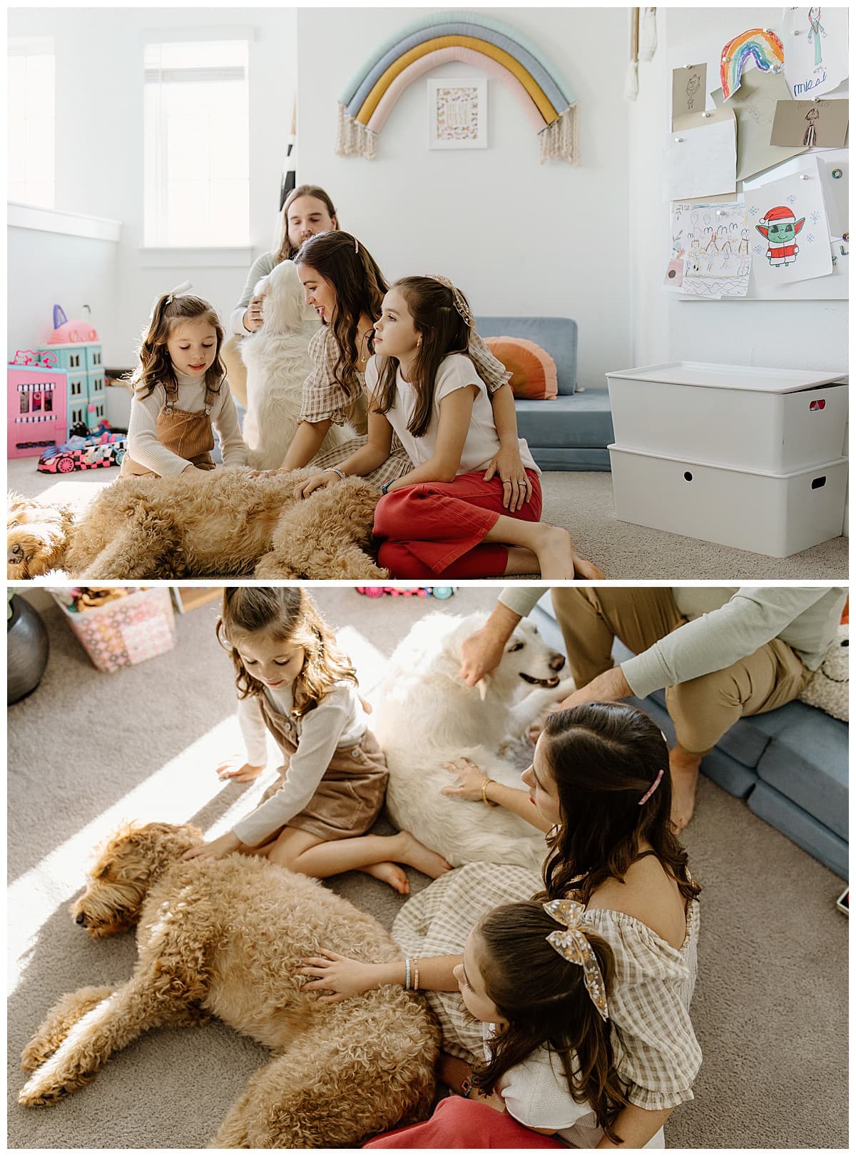 Family enjoy time with their dog for Austin Lifestyle Photographer