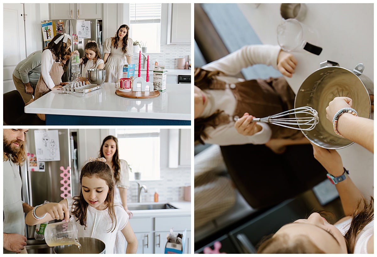 Family bakes together during In-Home Documentary Family Photos