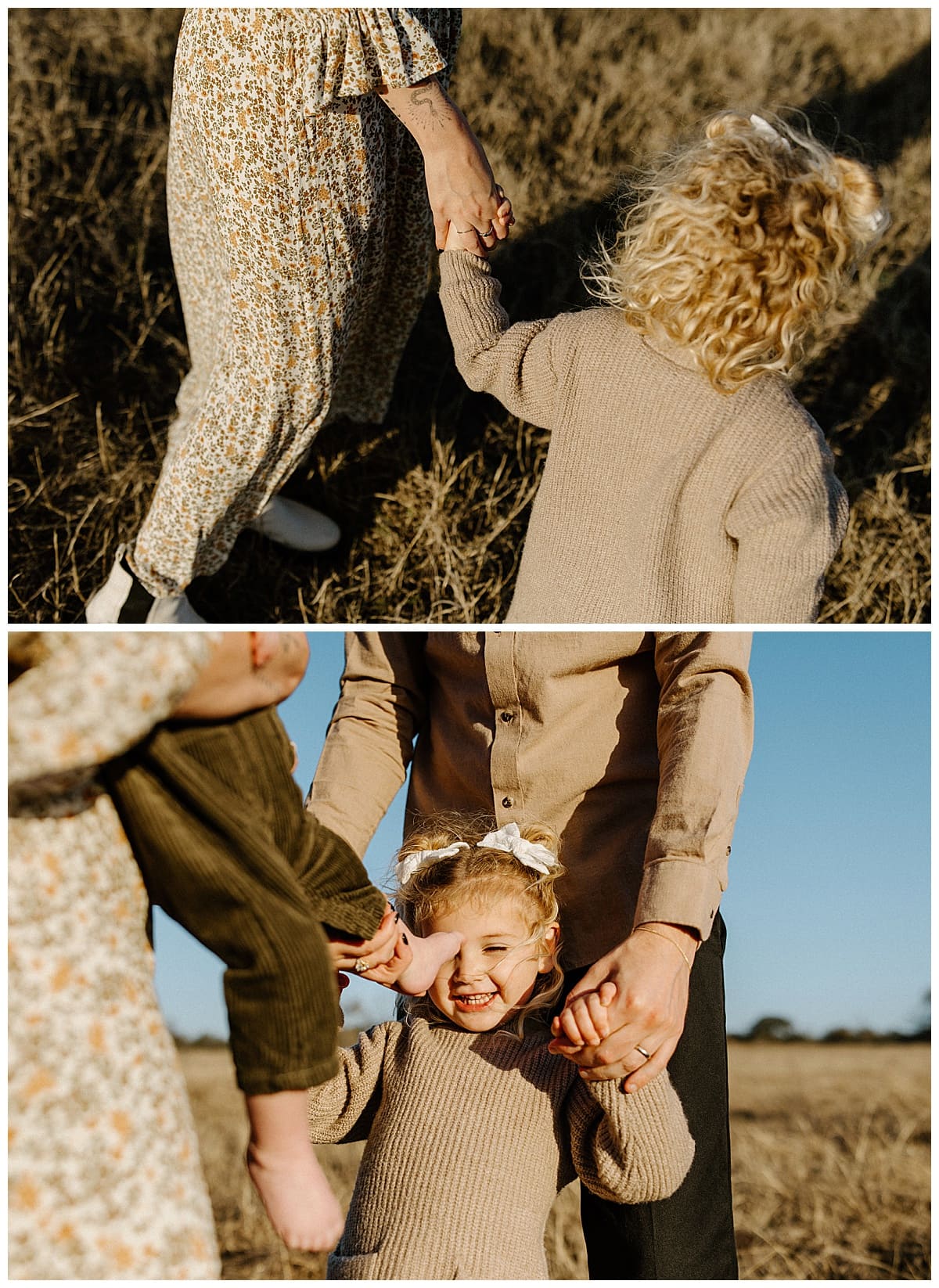 Kids hold hands with their parents for Austin Lifestyle Photographer